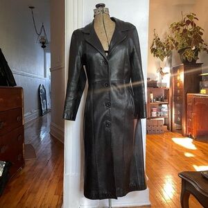 Elegant Black Leather Women's Coat